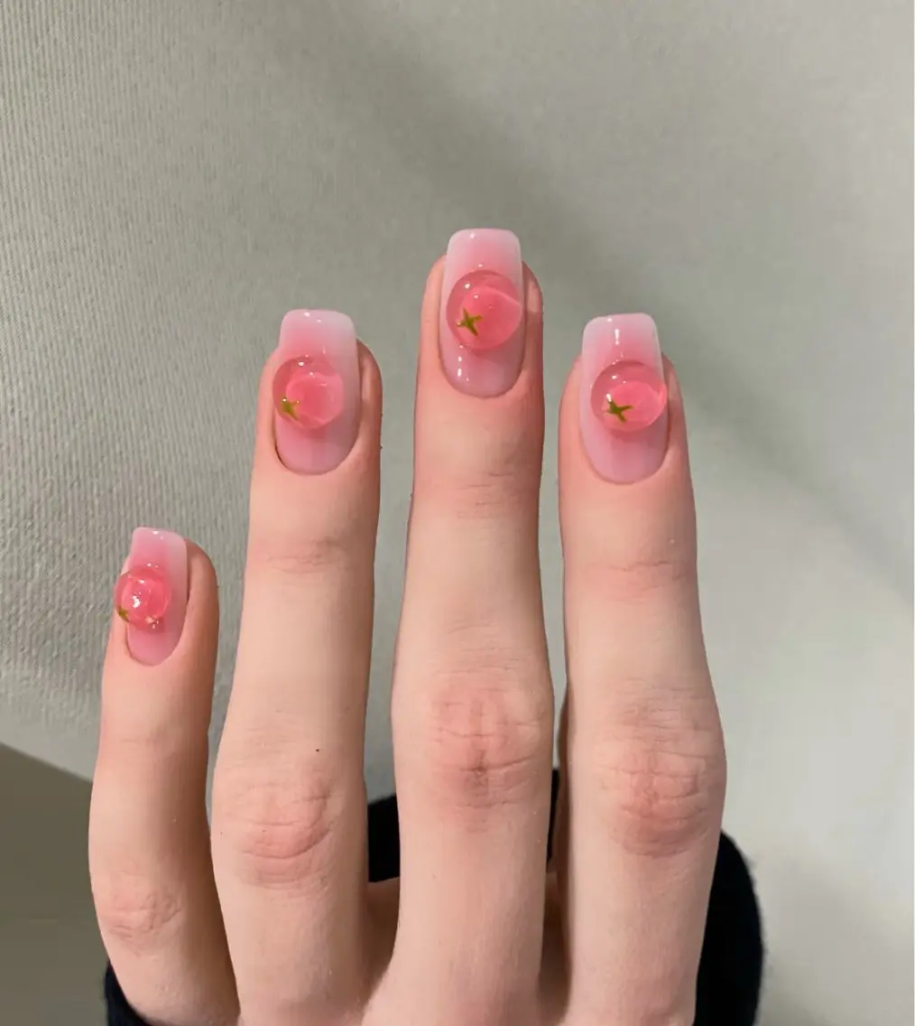 ネイル アートネイル オーロラネイル チークネイル フレンチネイル ガラスフレンチ 🎀🎀YooLi Nail Salonのネイルデザイン