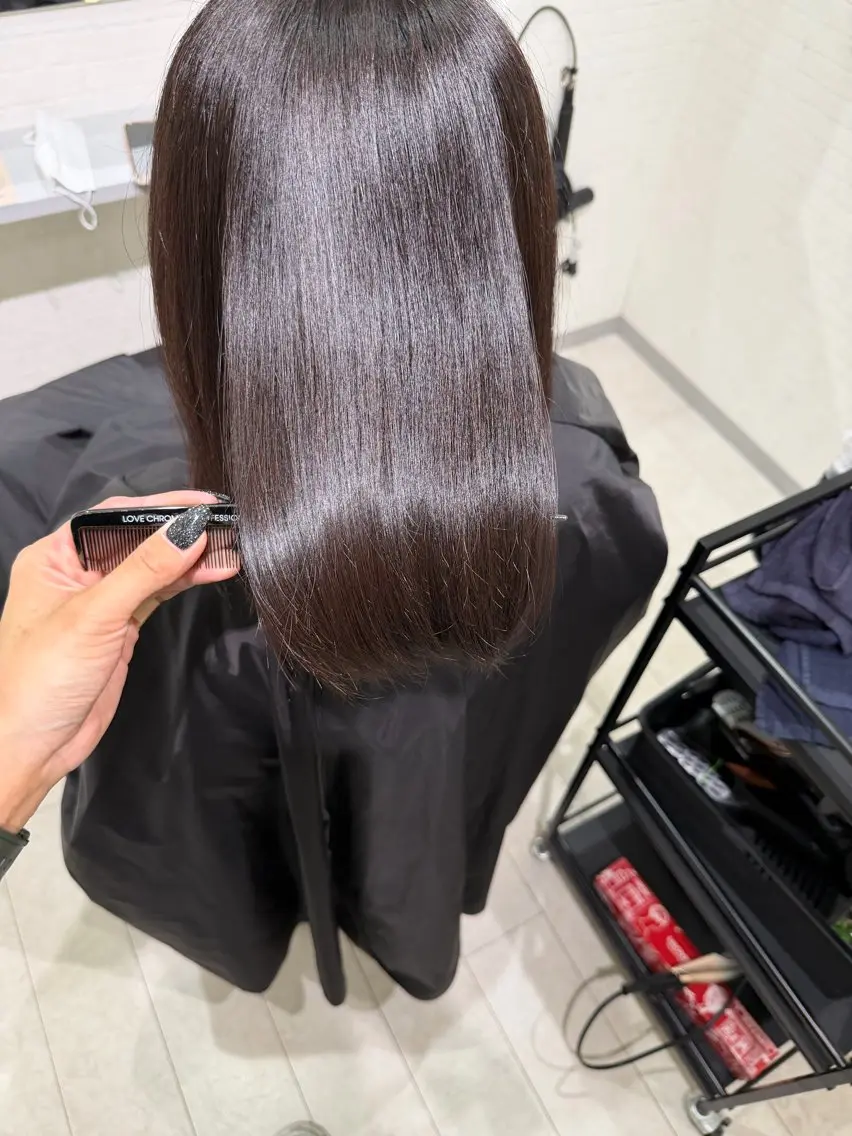 ミディアム カット ヘアカラー トリートメント Number.タナカ 間々田髪質改善のヘアスタイル