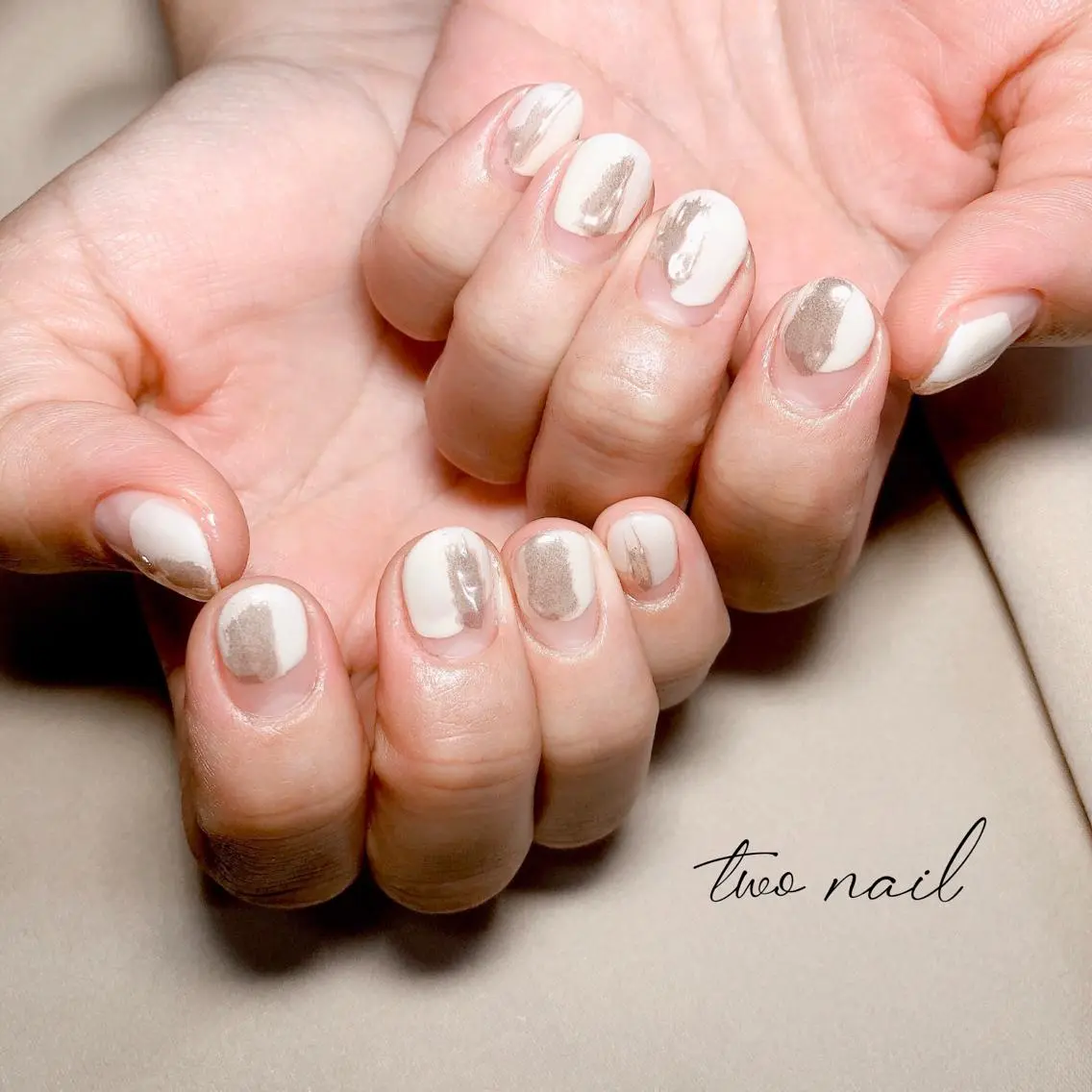ネイル アートネイル フットネイル ハート ニュアンスネイル ホワイト two nailのネイルデザイン