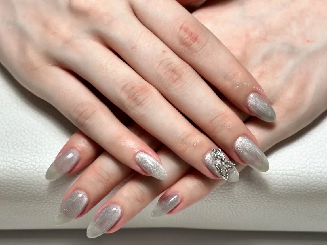 ネイル キラキラネイル マグネットネイル 持ち込み シンプルネイル ハンドネイル ハンドケア TS. nails___のネイルデザイン