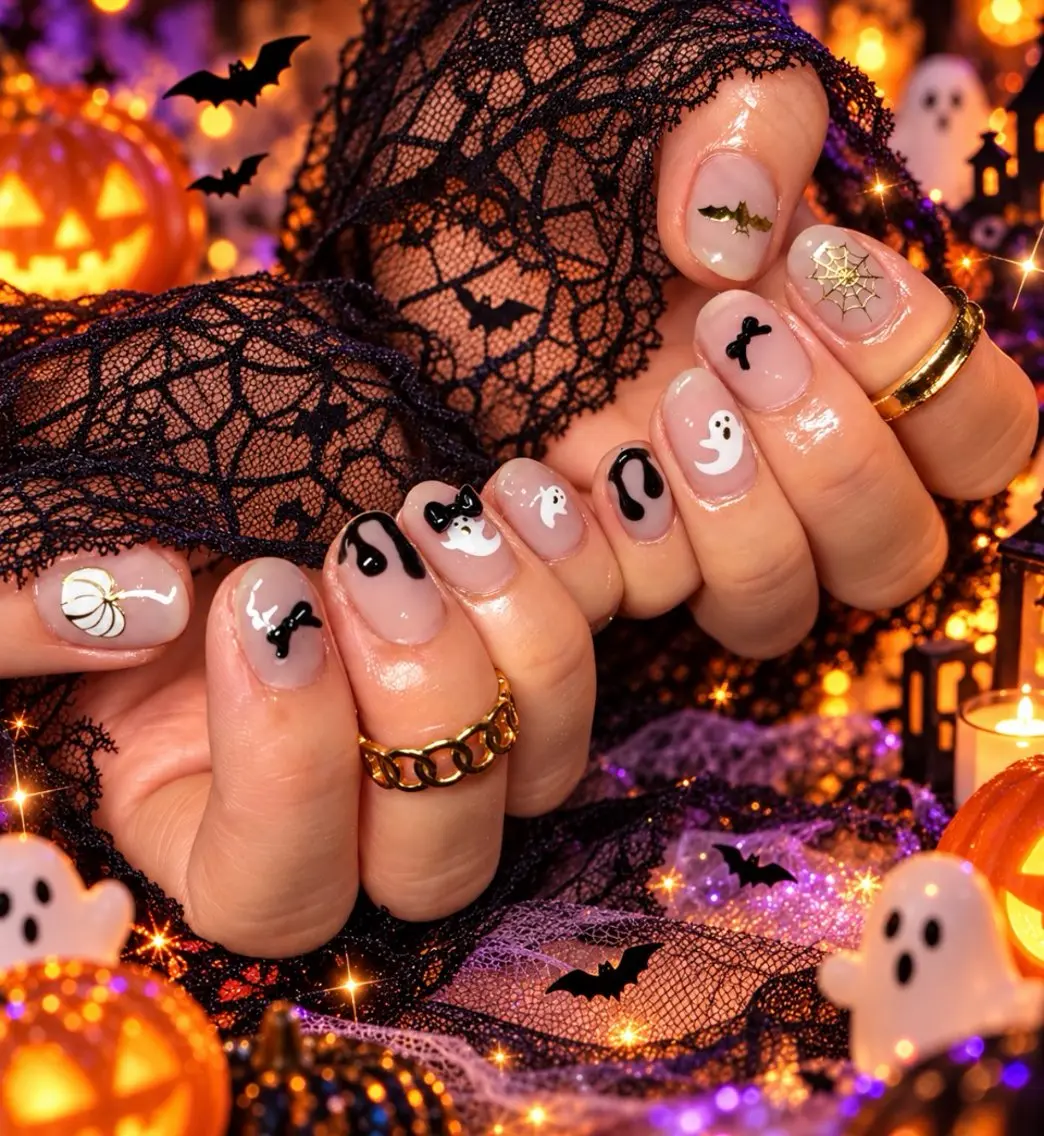 ネイル ハロウィン キラキラネイル ワンホンネイル miminon 自宅ネイルサロンのネイルデザイン