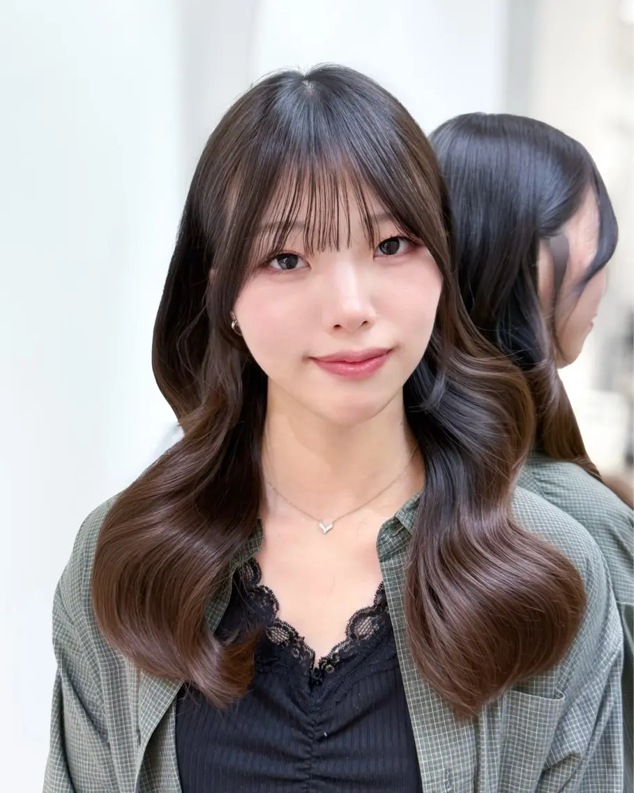ロング カラー カット ヘアカラー トリートメント 韓国ガーリーヘア🎀 Sayaka🤍のヘアスタイル