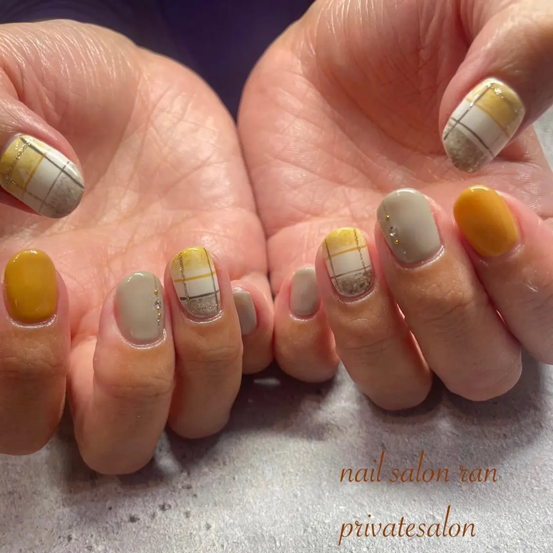ネイル 黄色 ハンドネイル ハンドケア nailsalon ranのネイルデザイン