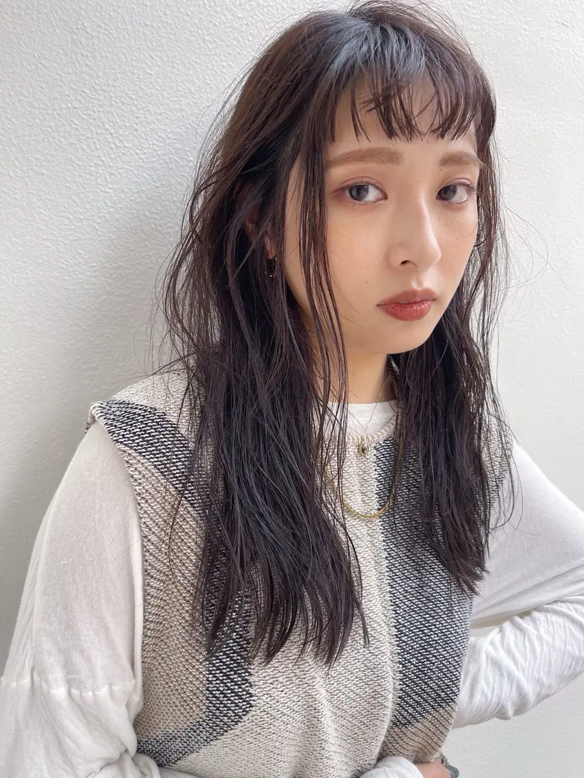 セミロング カラー グレージュ カット ヘアカラー トリートメント AiM 大名　似合わせカットのヘアスタイル