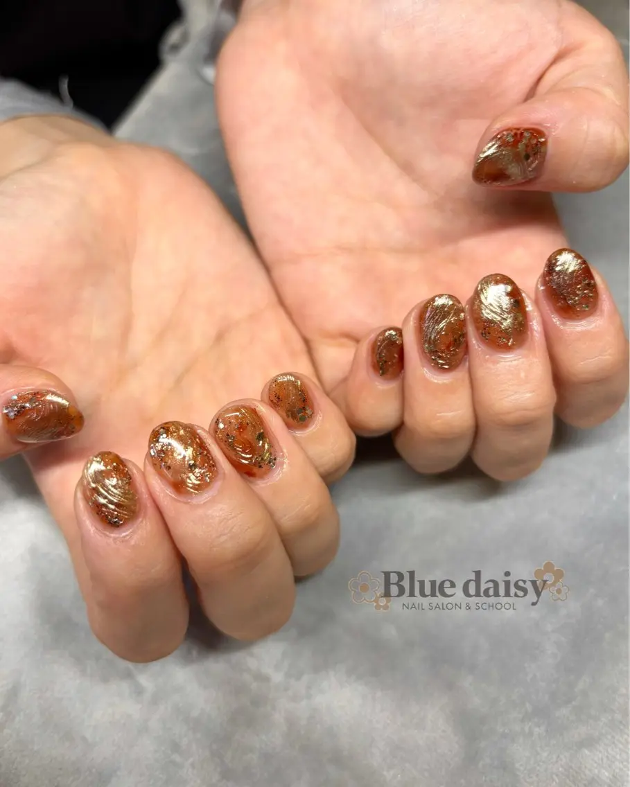 ネイル ジェルネイル マグネットネイル 持ち込み パラジェル ハンドネイル Blue daisy 栄本店のネイルデザイン