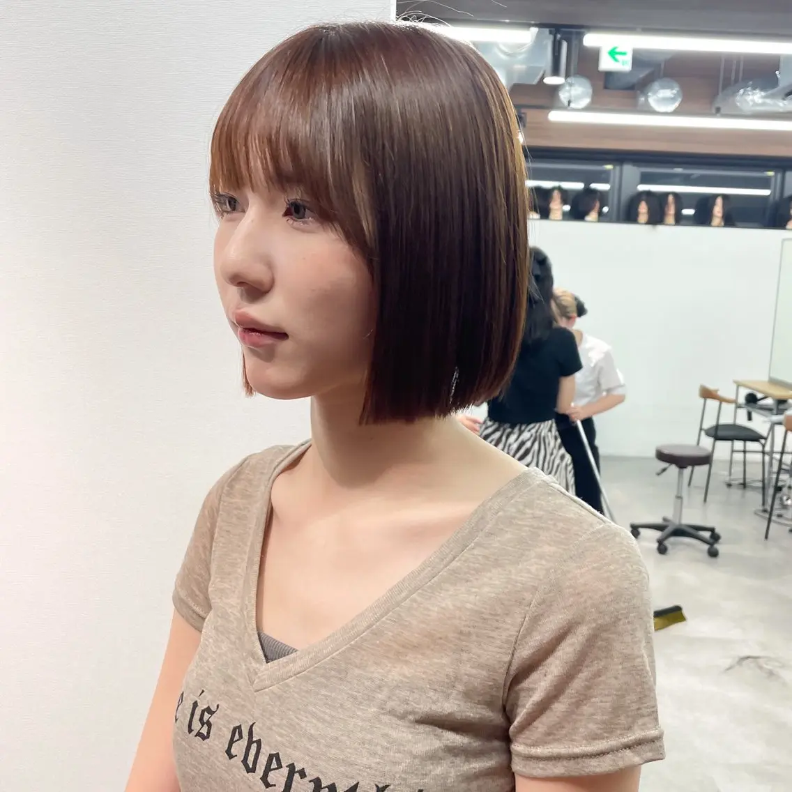 ショート パーマ カット 縮毛矯正 トリートメント 縮毛矯正/ストンボブ Wカラー💎ヒデジのヘアスタイル