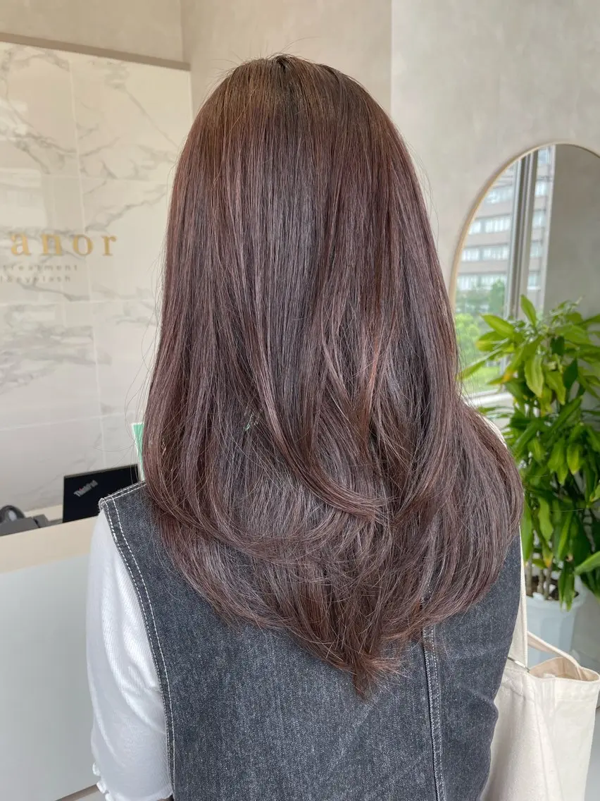 ロング ハッシュカット 韓国風ヘア レイヤーカット ロング 🫖Eleanor Aya🥞のヘアスタイル