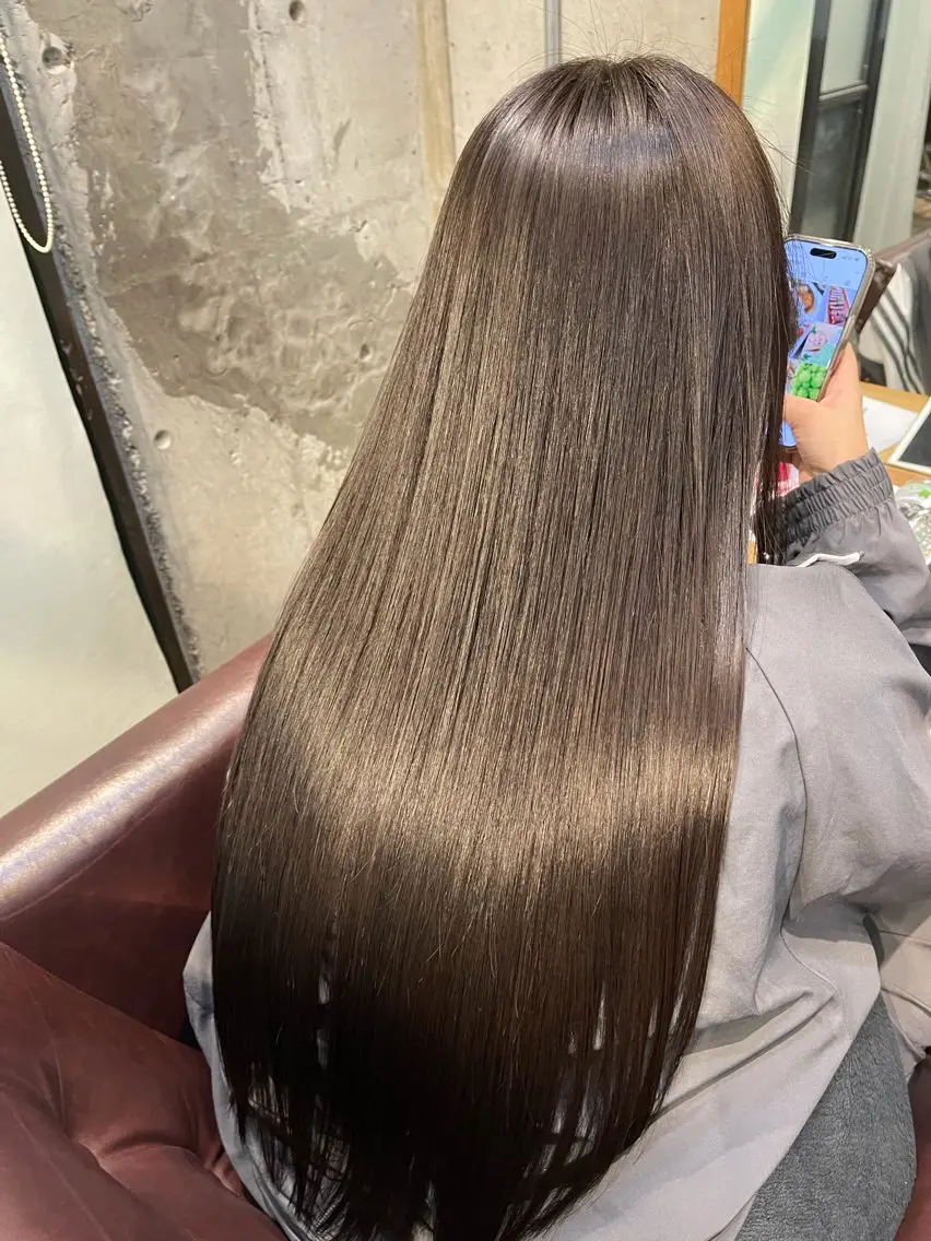 ロング 縮毛矯正 トリートメント かんじ|栄|美髪矯正 髪質改善のヘアスタイル