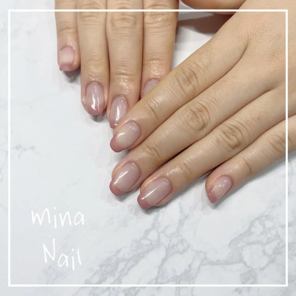 ネイル フレンチネイル ピンク スクエアネイル mina Nailのネイルデザイン