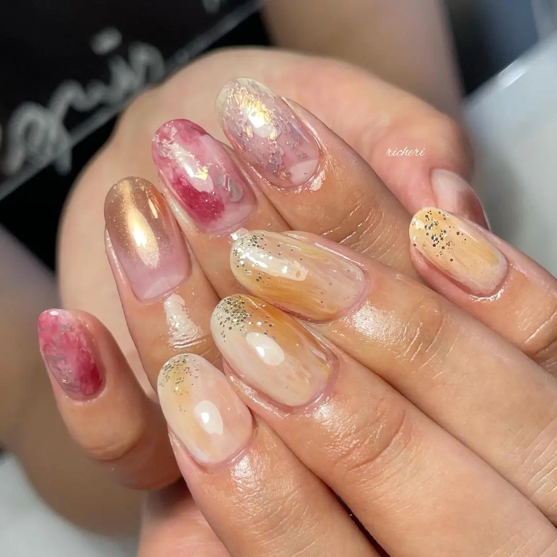 ミディアム ネイル 韓国風ヘア アートネイル フットネイル フレンチネイル ジェルネイル richeri beautyのその他イメージ