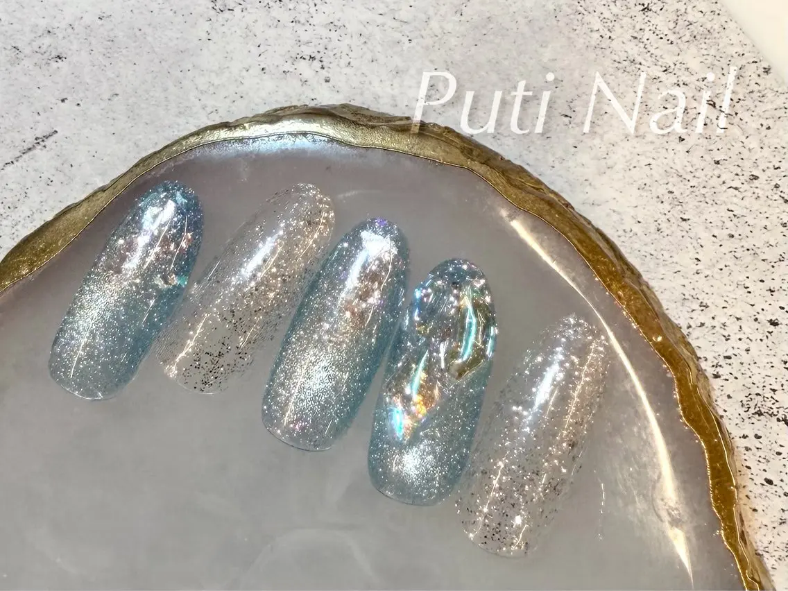 ネイル アートネイル フラッシュネイル フラワーネイル ジェルネイル キラキラネイル Puti nailのネイルデザイン