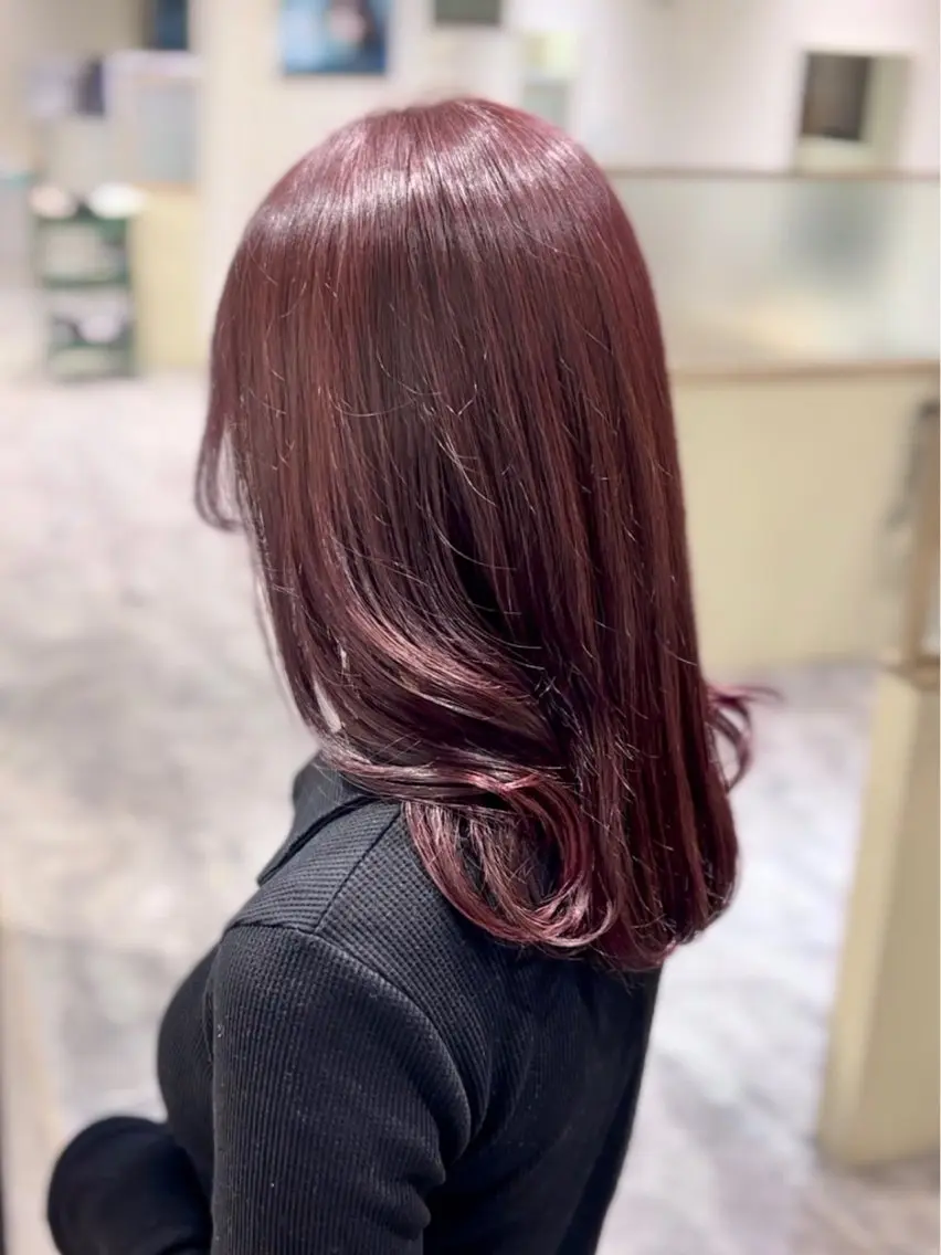セミロング カラー ブリーチ ラベンダーカラー ブリーチなしカラー ピンクカラー ピンクラベンダー ヘアカラー トリートメント LOVEST Rihoのヘアスタイル