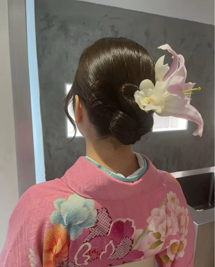ロング ヘアアレンジ 着物ヘア 顔まわり🤍小顔 カット🤍みさきのヘアスタイル
