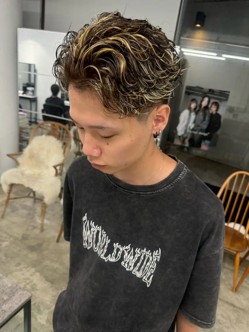 ショート カラー パーマ メンズ カット ヘアカラー パーマ トリートメント ヘアセット Pia/KIRIA /福岡美容室のヘアスタイル