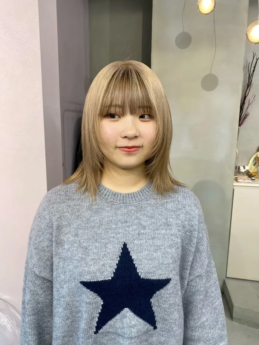 ミディアム カラー ヘアカラー 前橋 姫奈のヘアスタイル
