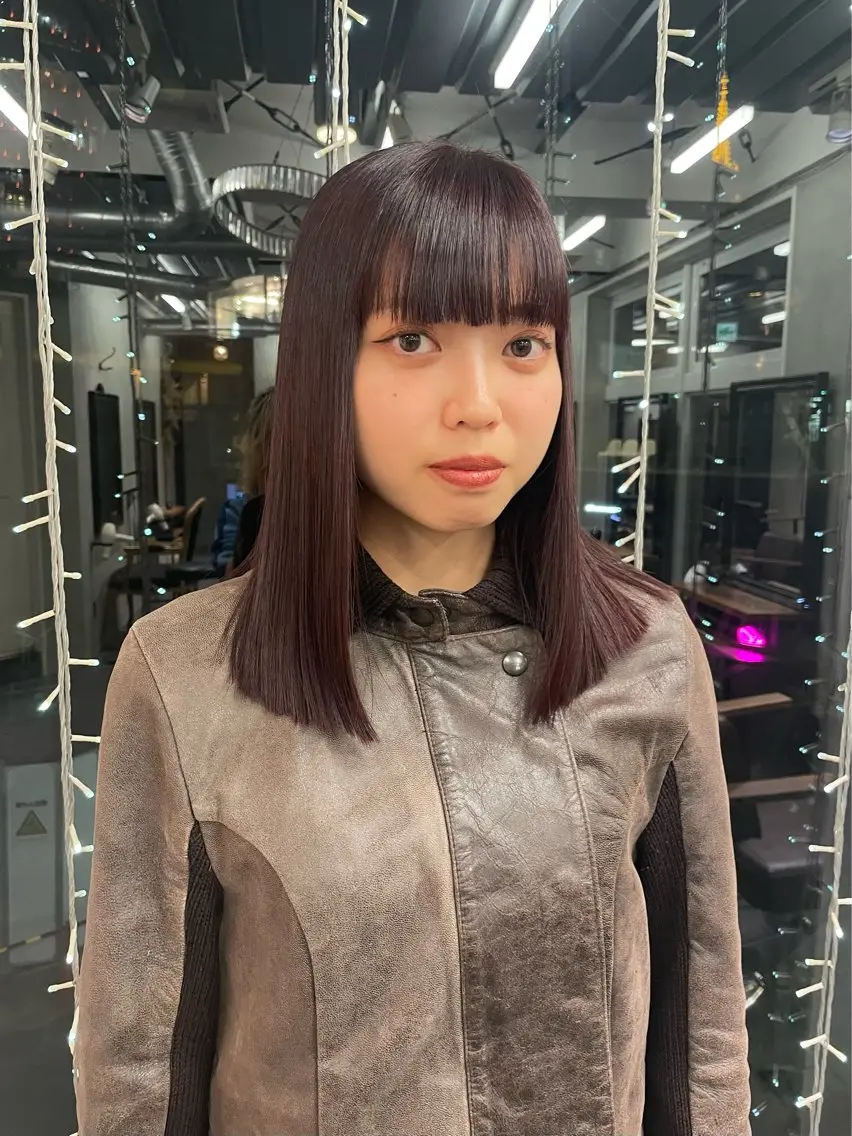 セミロング カラー ボルドーカラー ヘアカラー ショート特化✂️ harukaのヘアスタイル