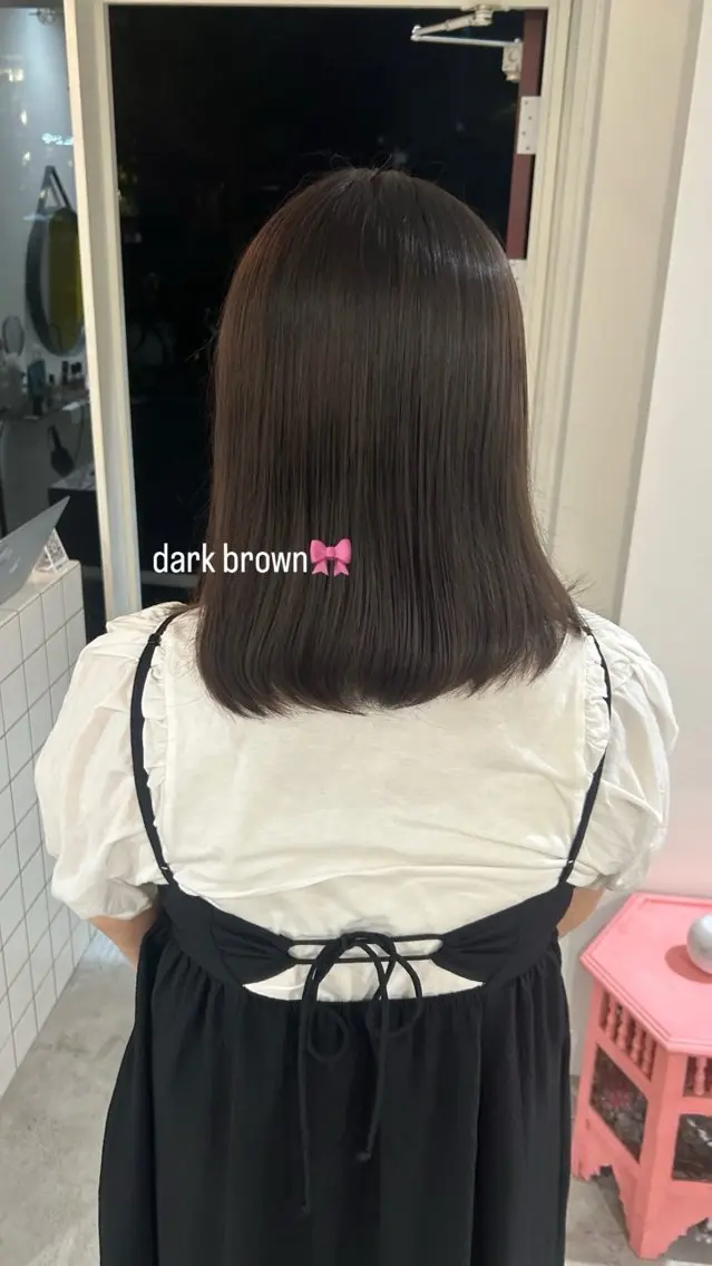 ミディアム カラー ブラウンカラー ダークブラウン cipre 萌乃のヘアスタイル