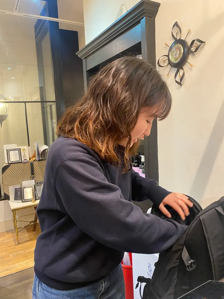 ミディアム ヘアカラー 原田 梓未のヘアスタイル