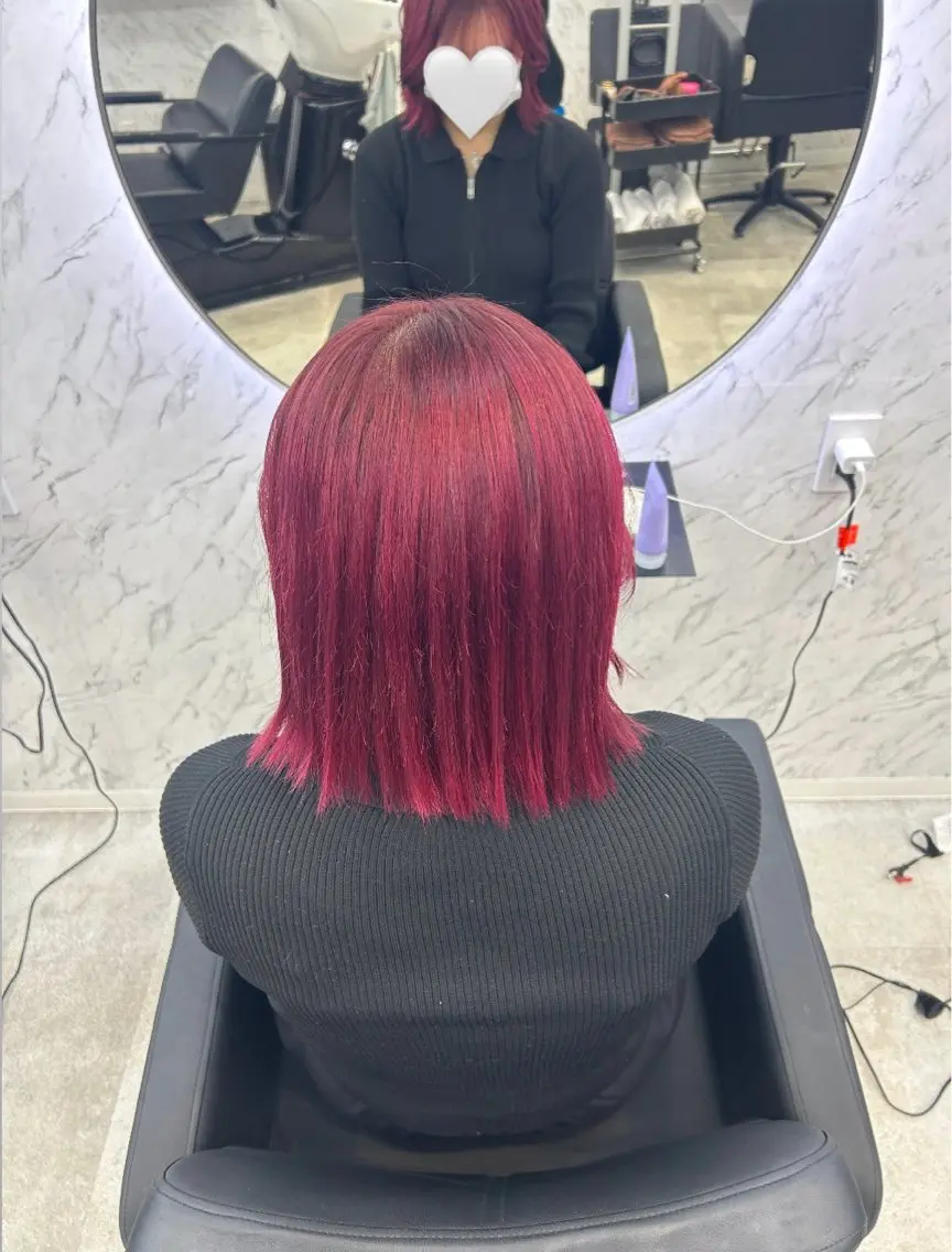 ミディアム カラー ピンクカラー レッドカラー カット¥1100 ✂️MIUのヘアスタイル