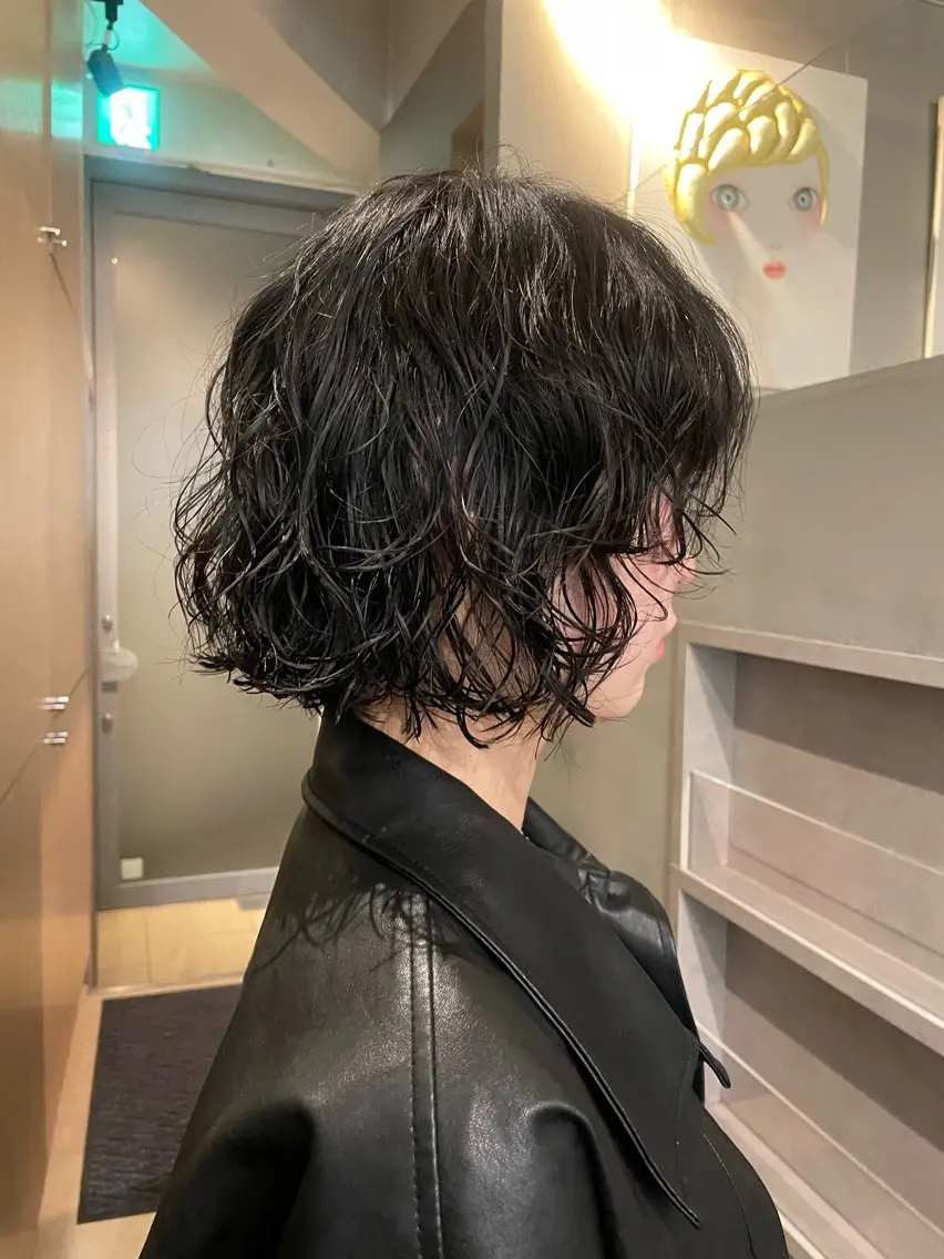 ミディアム パーマ ミディアムパーマ ボブ 長島 舞のヘアスタイル