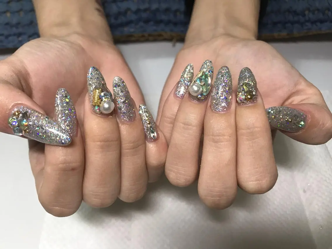 ネイル オーロラネイル フットネイル キラキラネイル シンプルネイル 春ネイル nail fufla ♡yamane♡のネイルデザイン