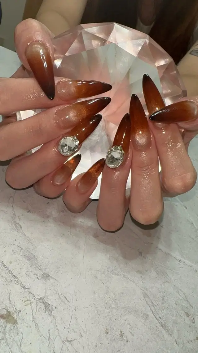 ネイル ブラウン グラデーション ハンドネイル with nail.のネイルデザイン