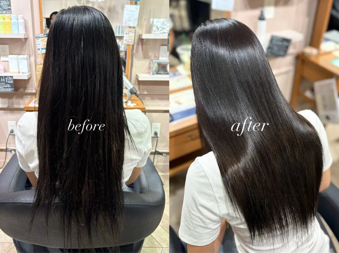 ロング トリートメント 縮毛矯正 岡 茉梨花のヘアスタイル