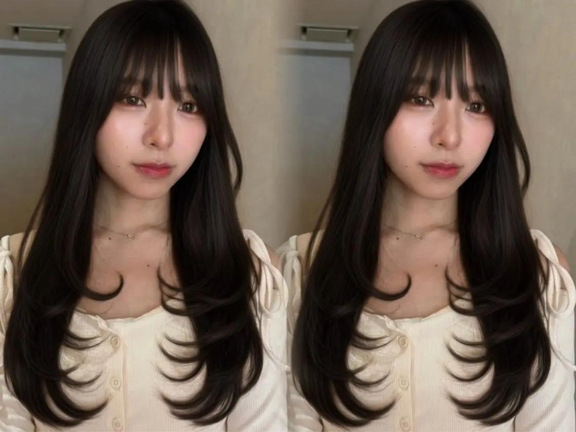 ロング 顔周りカット レイヤーカット 横浜美容師 みつきのヘアスタイル