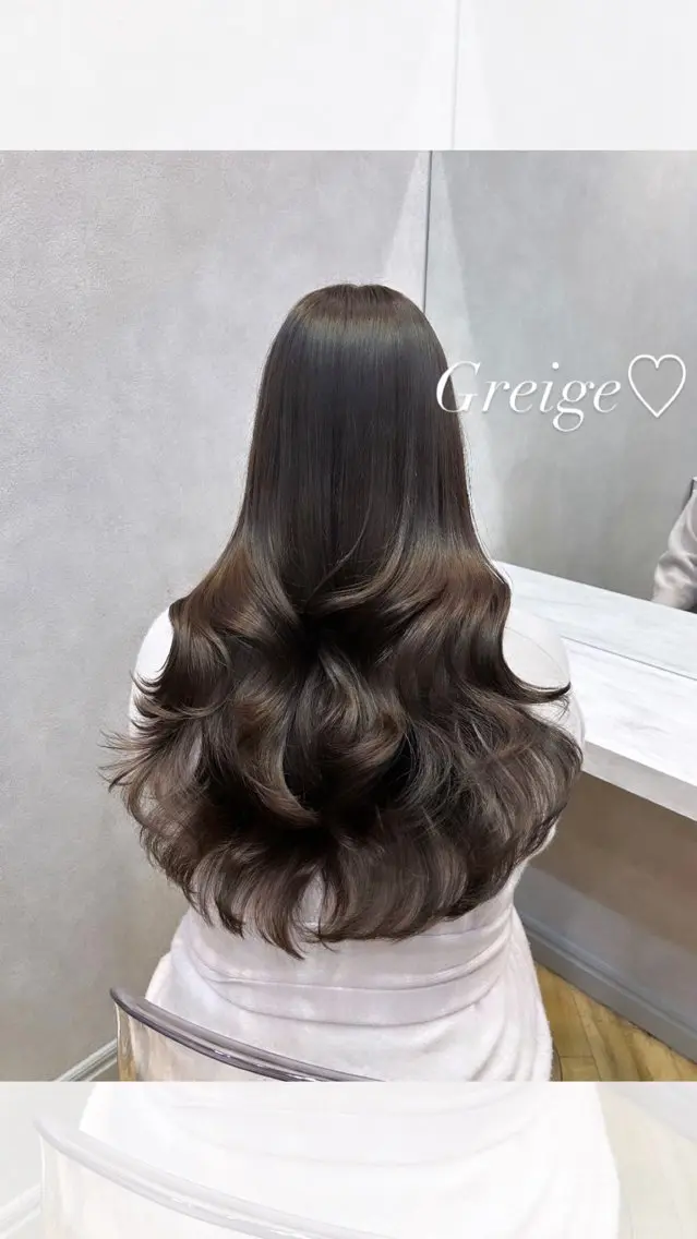 ロング カラー グレージュ 🩷韓国ヘア/ヨシン モリ🩷Maikaのヘアスタイル