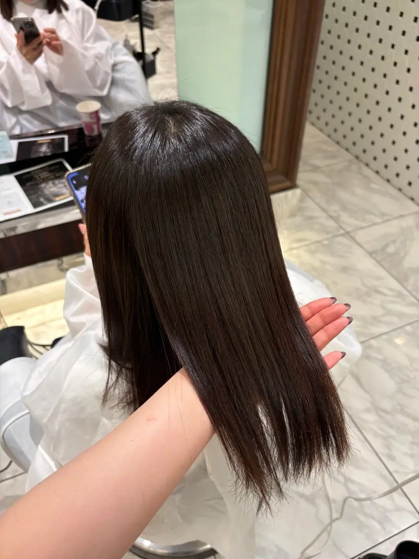 ミディアム カラー パーマ 縮毛矯正 髪質改善🌿‬ストレ ートパーマ/リナ🎀のヘアスタイル