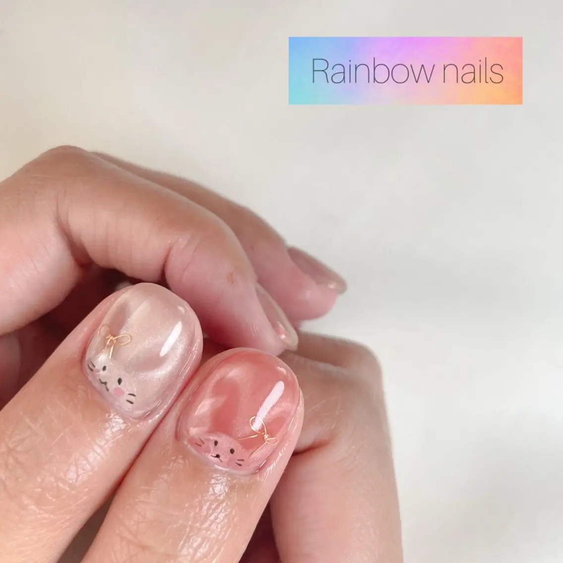 ネイル ハンドネイル Rainbow nailsくろちゃんのネイルデザイン