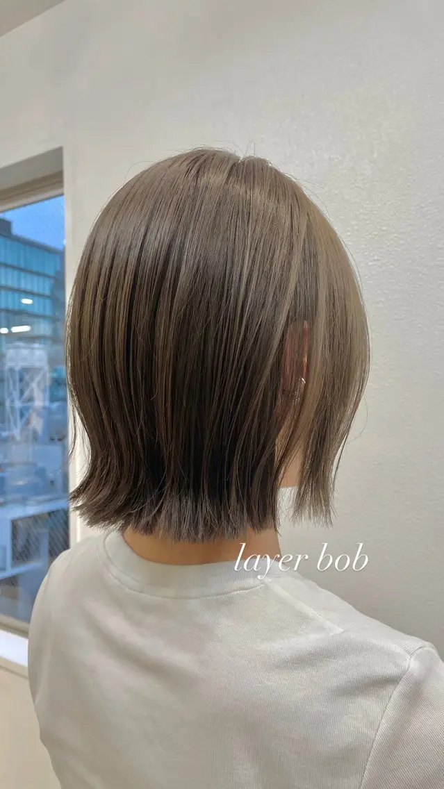 ショート ボブレイヤー ボブ レイヤーカット カット ヘアカラー トリートメント ヘアセット ♡レイヤーボブ パーマ/うらら♡のヘアスタイル