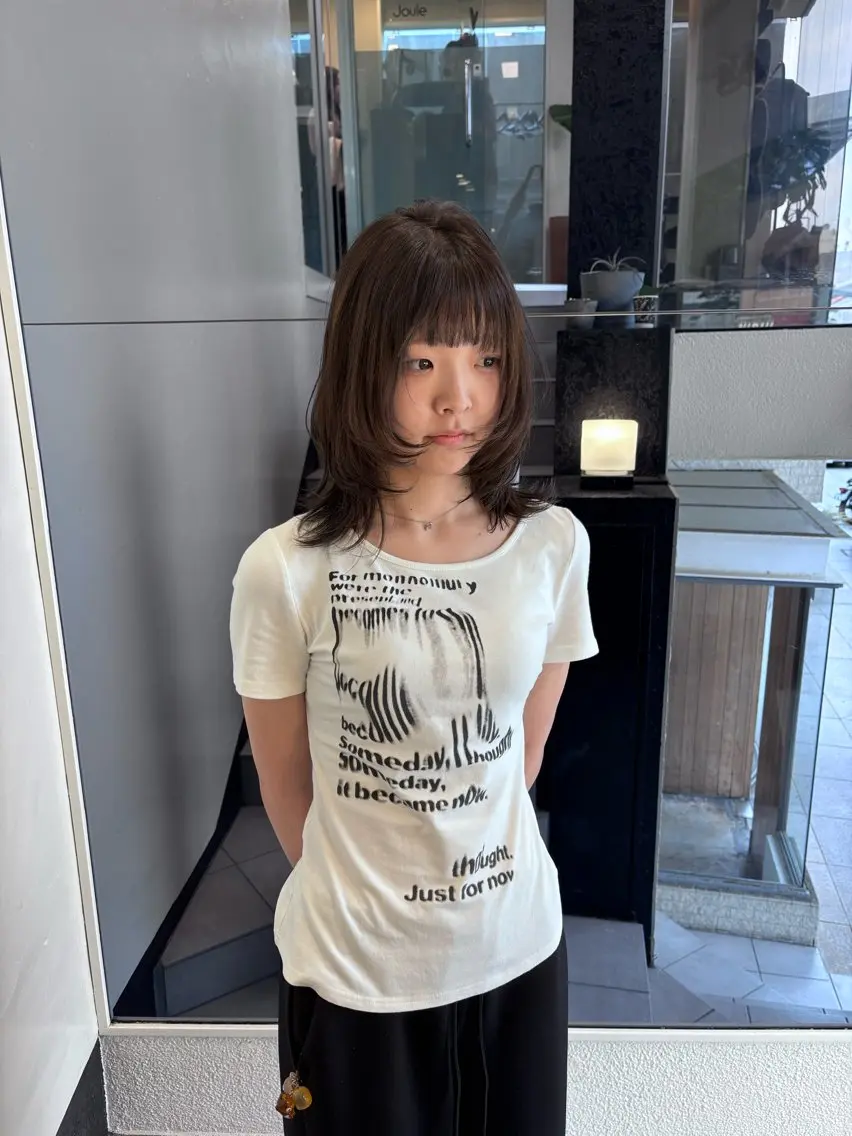 ミディアム カット ヘアカラー トリートメント 竹田 佳奈のヘアスタイル