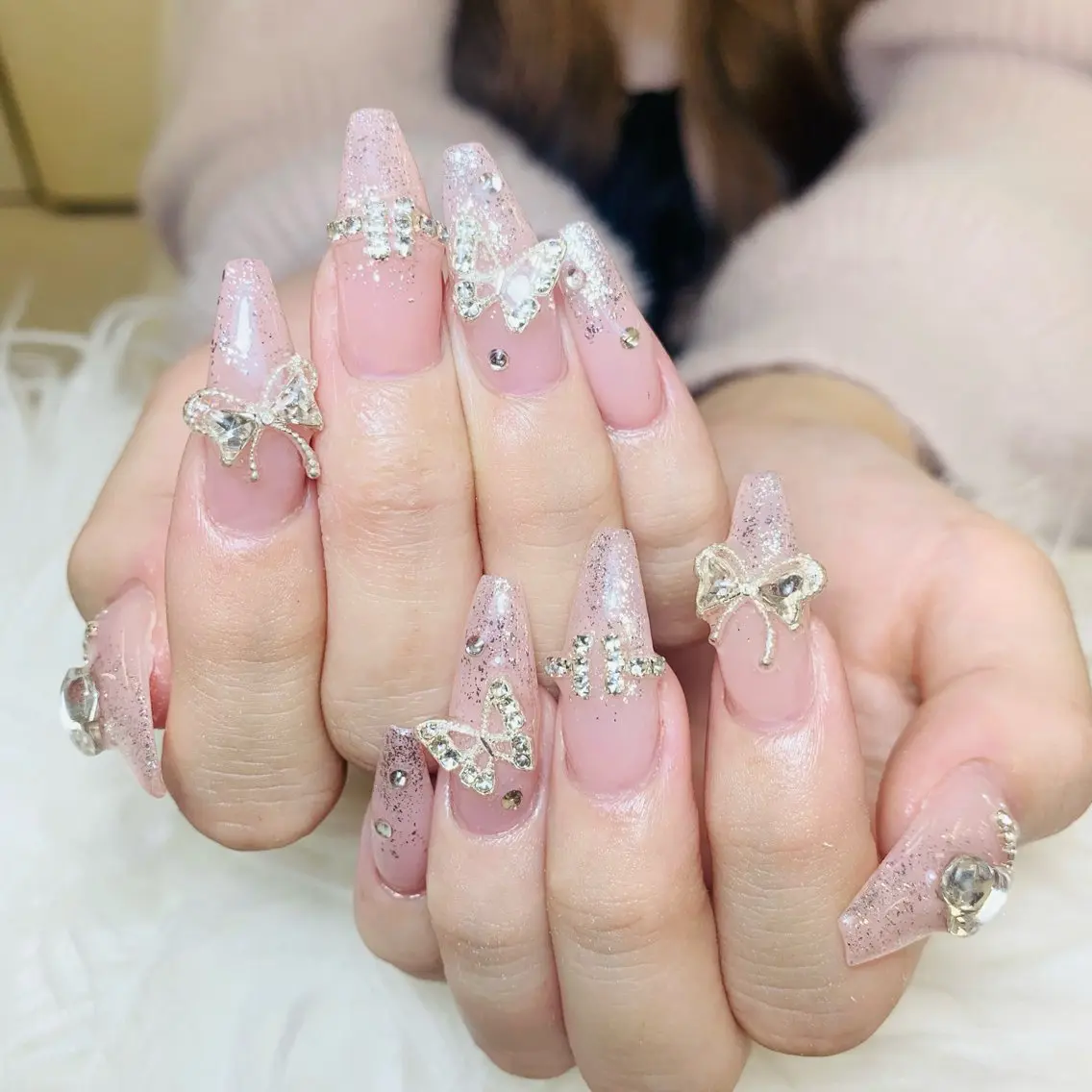 ネイル チークネイル 長さ出し フットネイル マグネットネイル 持ち込み ハンドネイル ANH NAIL ゴテゴテ専門店💎のネイルデザイン