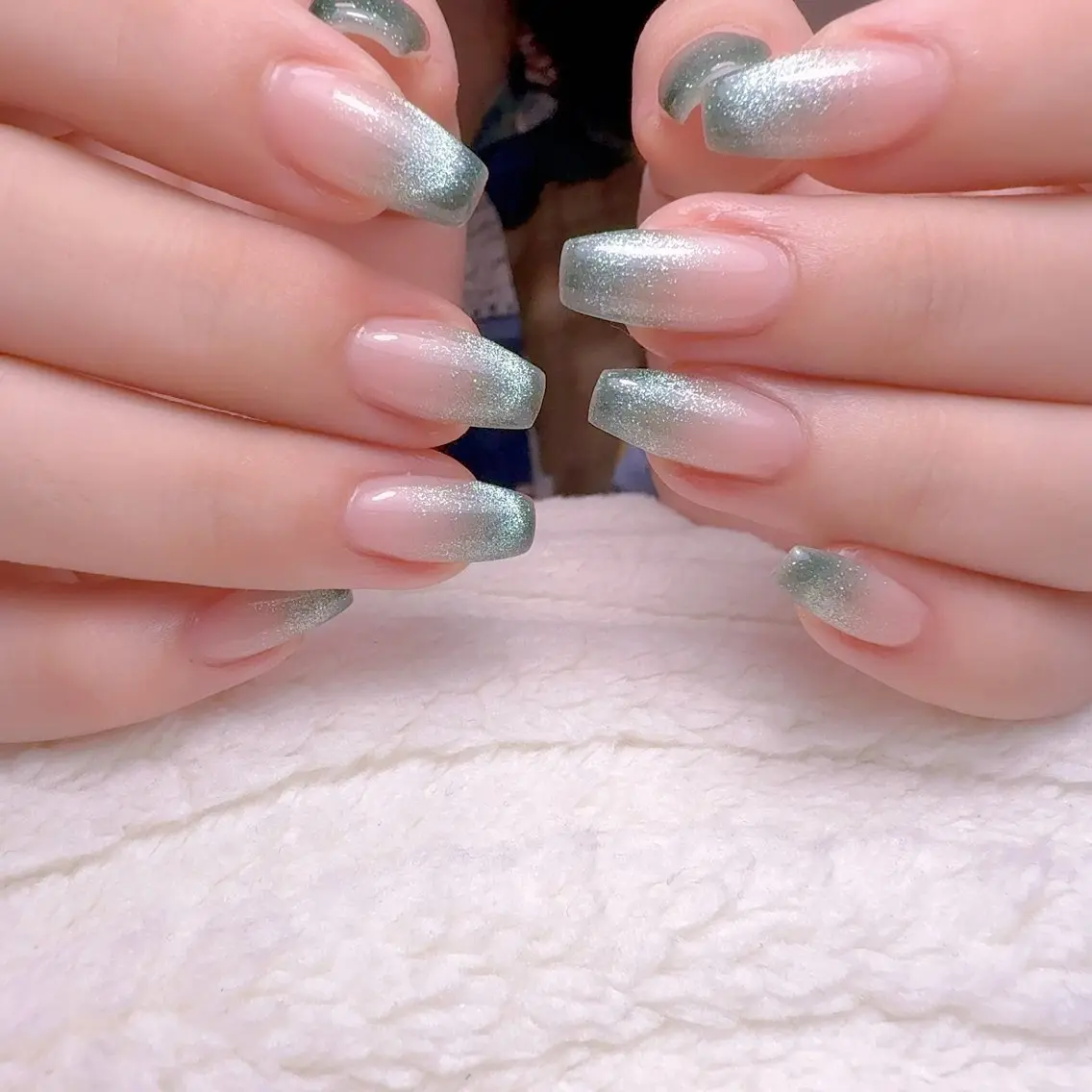 ネイル フレンチネイル マグネットネイル マグネットフレンチ ハンドネイル cat‘s nail🐈⬛のネイルデザイン