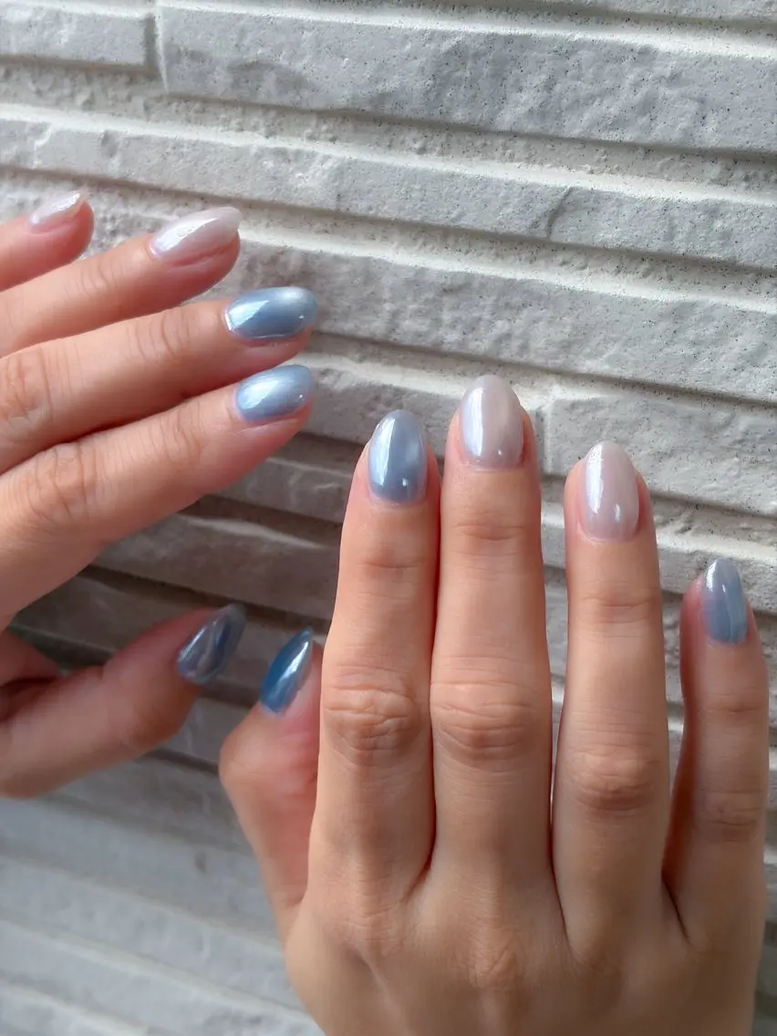ネイル マグネットネイル ミラーネイル ホワイト ハンドネイル Ri's nail. ⌇リズネイルのネイルデザイン