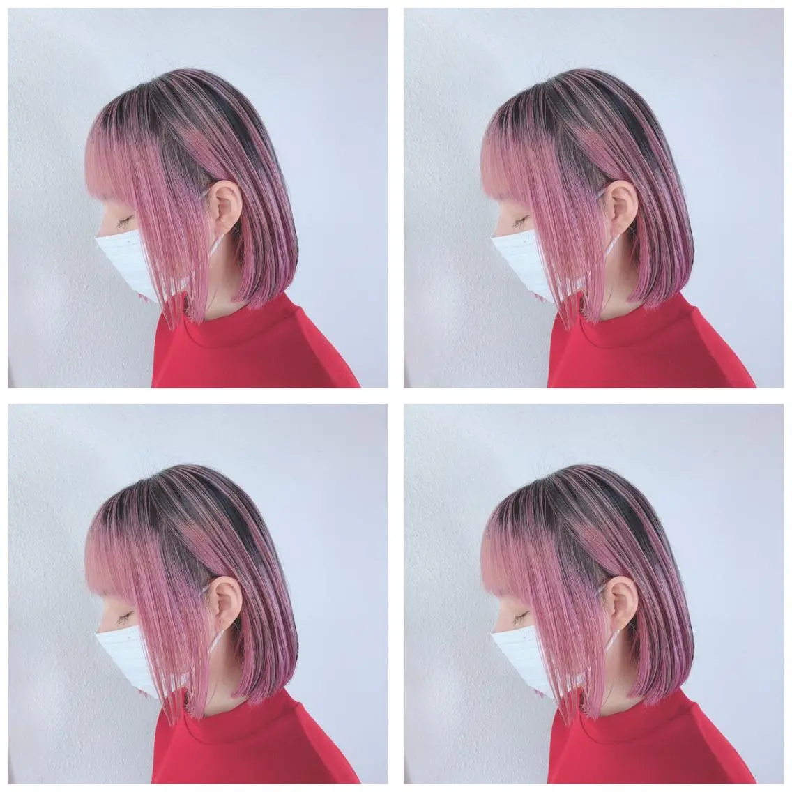 ショート カラー バレイヤージュ ブリーチ ピンクカラー レイヤーカット 似合わせ/ カラー.岡田友仁のヘアスタイル