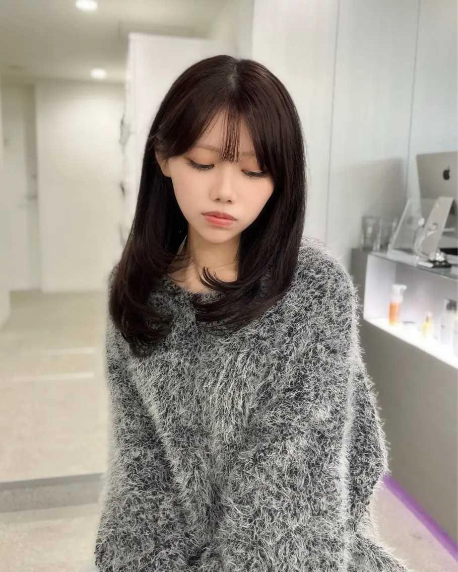 ミディアム カラー ブラウンカラー レイヤーカット ボブパーマ/縮毛矯正 /かわいい/せき🫧のヘアスタイル