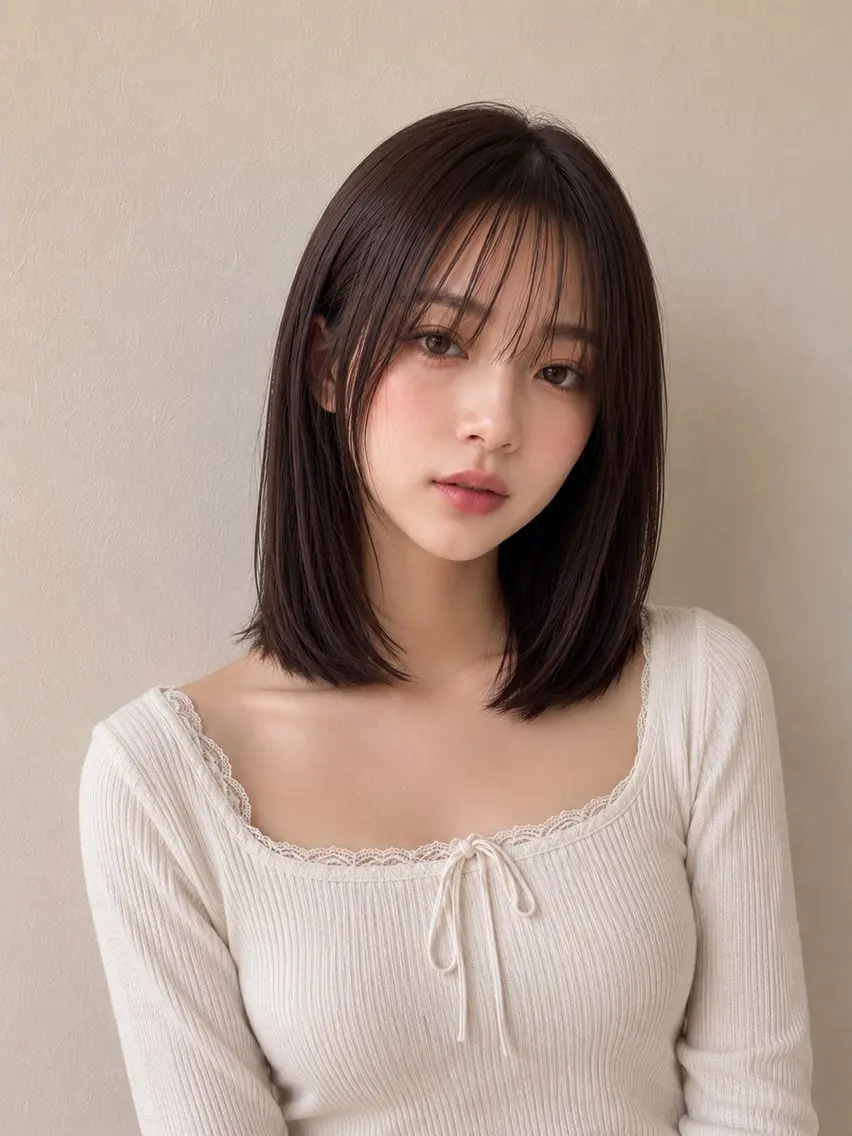 ミディアム カット 縮毛矯正 トリートメント 新宿 デザインカラー /髪質改善 葛西夏海のヘアスタイル