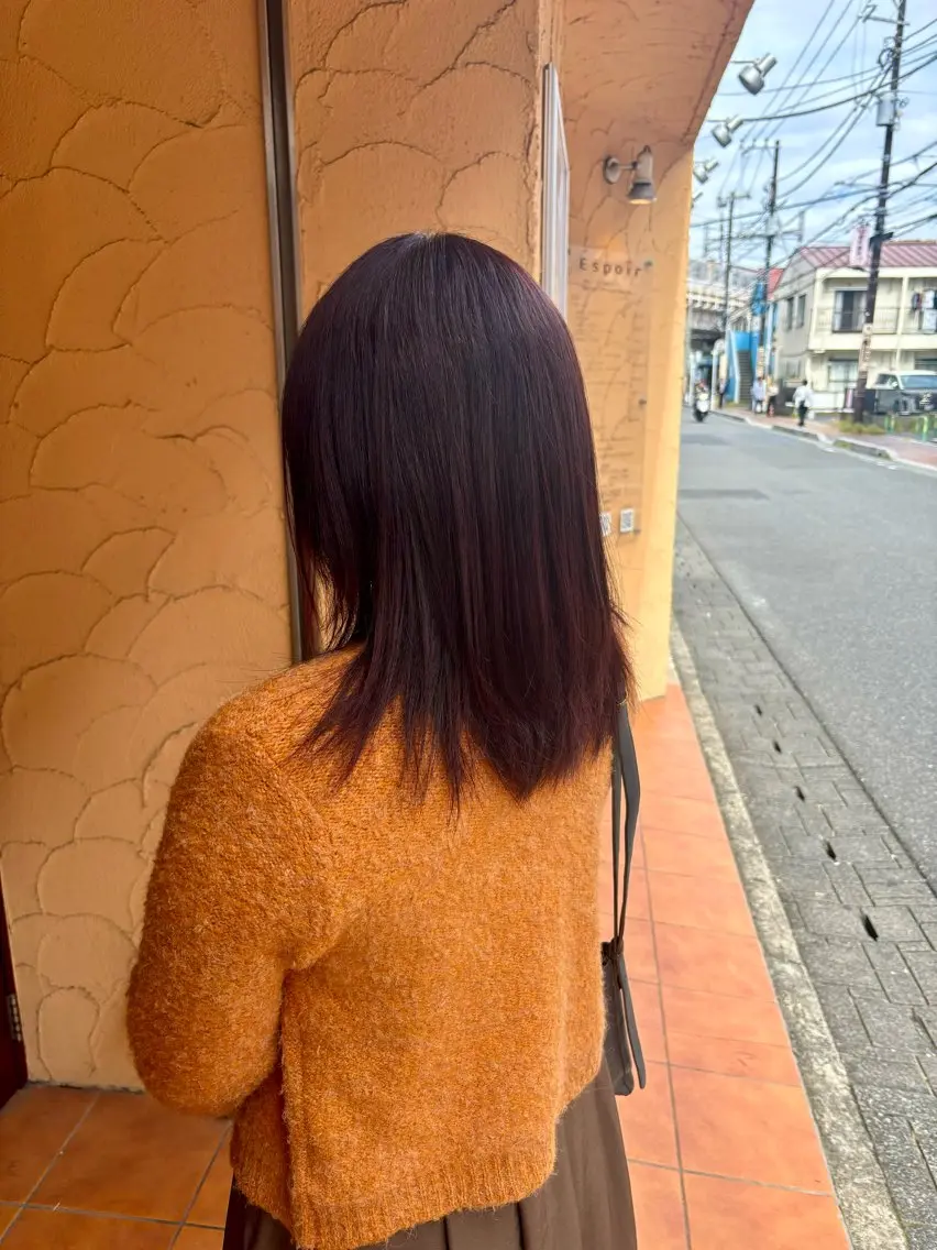 ミディアム カラー ピンクカラー レッドカラー 髪質改善 天川 満博のヘアスタイル