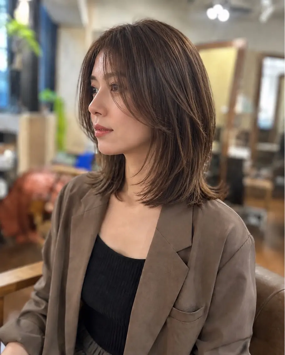 セミロング カラー オーガニックカラー レイヤーカット 艶髪/髪質改善/ レイヤー/鈴木慎一のヘアスタイル