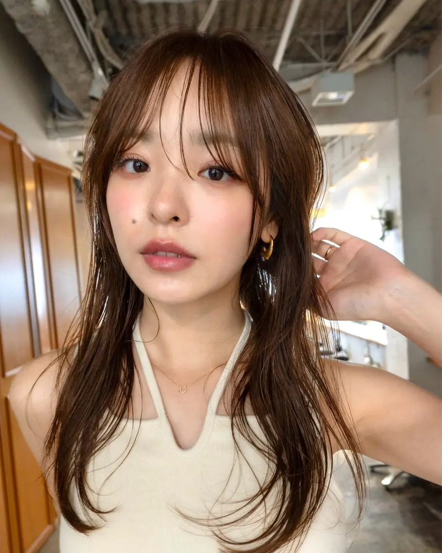 セミロング カラー ブラウンカラー 透明感カラー 顔まわりレイヤー レイヤーカット 小顔カット カット ヘアカラー トリートメント レイヤー/パーマ TAKUYAのヘアスタイル