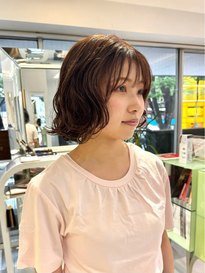 ショート パーマ ボブ カット パーマ トリートメント デジタルパーマ 🌀ボブ　萩原　龍のヘアスタイル