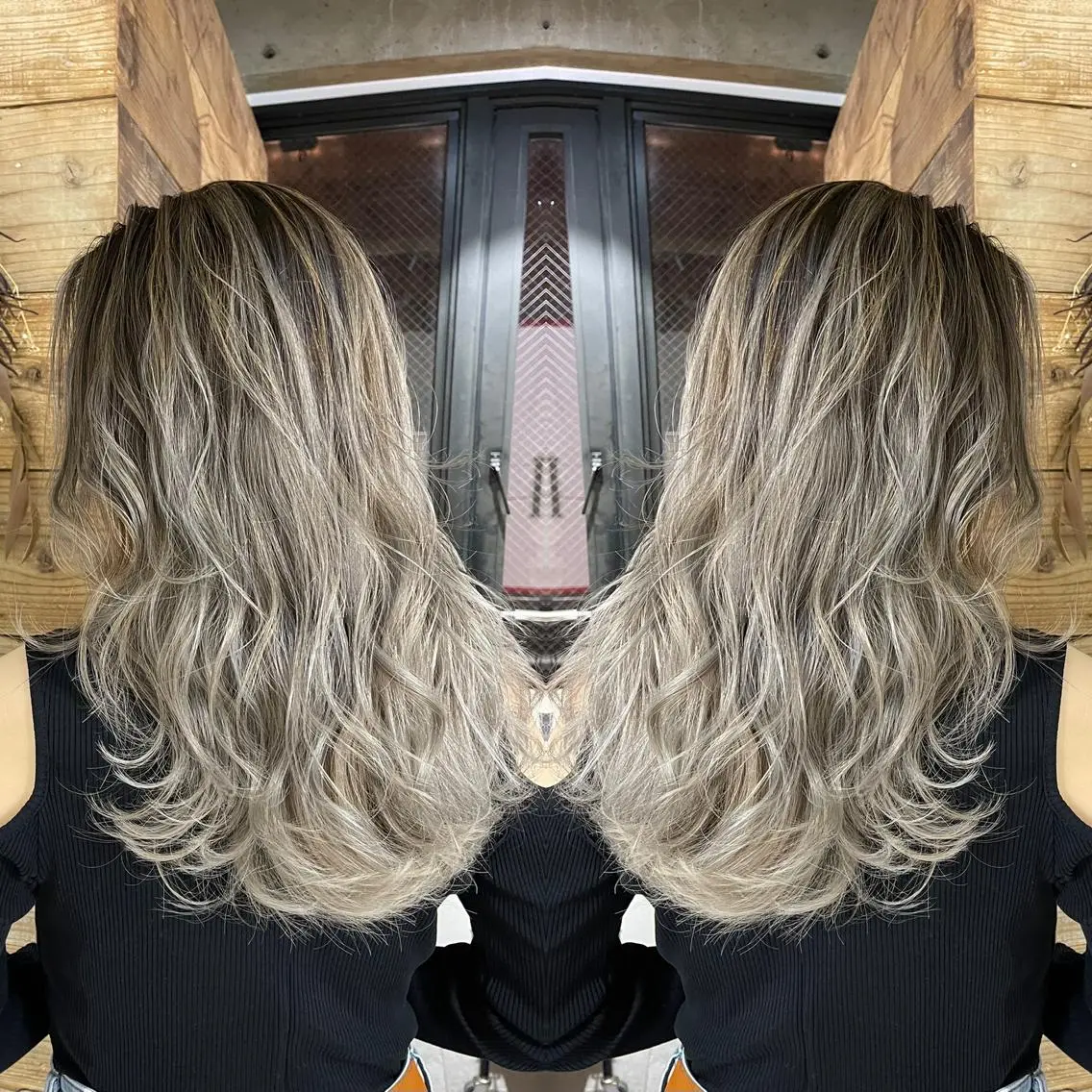 ミディアム カラー ブリーチ ケアブリーチ ヘアカラー トリートメント 白髪ぼかしハイライト バレイヤージュヤマトのヘアスタイル