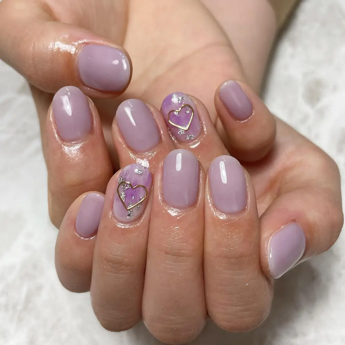 ネイル ハート ニュアンスネイル パープル スカルプネイル ハンドネイル 工藤 理恵のネイルデザイン