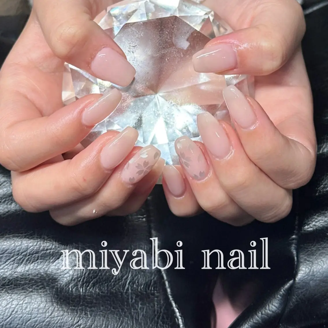 ネイル アートネイル 桜ネイル ジェルネイル 持ち込み ピンク ハンドネイル miyabi nail 桂川駅近くのネイルデザイン