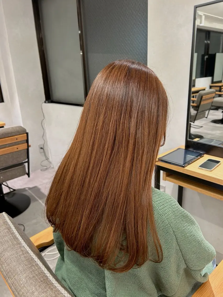 ロング カラー ベージュカラー オレンジ オレンジベージュ 暖色･似合わせカラー (廣石沙英🎀)のヘアスタイル