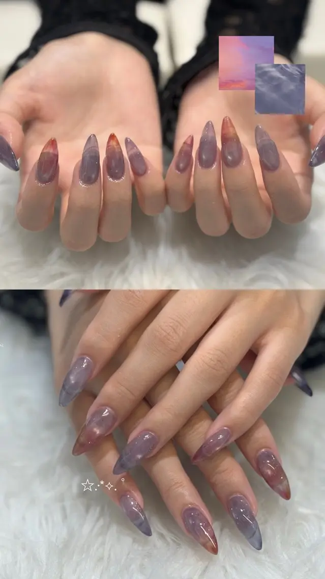 ネイル クリアネイル フラッシュネイル マグネットネイル ネイルチップ 透明感/y2k/ 美月⟡ Adaのネイルデザイン