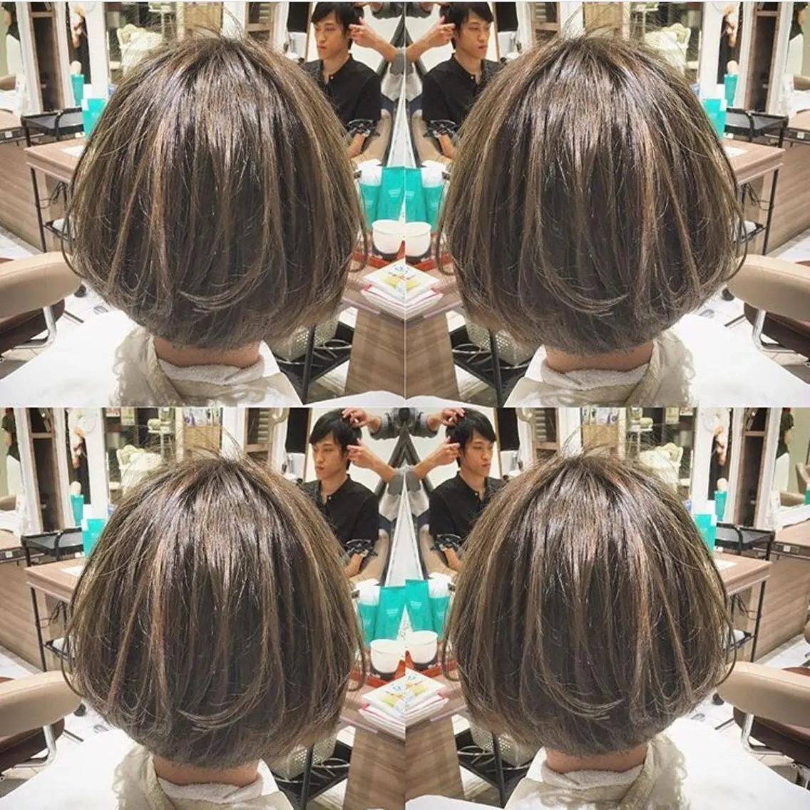 ミディアム カラー ヘアアレンジ 白髪ぼかしハイライト 茗荷谷駅徒歩2分のヘアスタイル