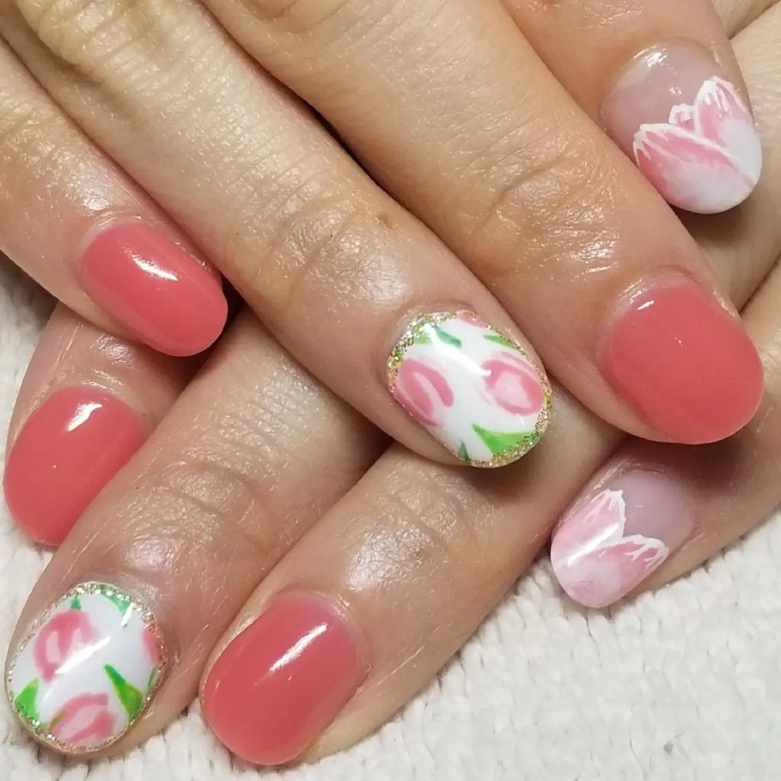 ネイル フレンチネイル ピンク 春ネイル ハンドネイル よしだ ひろきのネイルデザイン